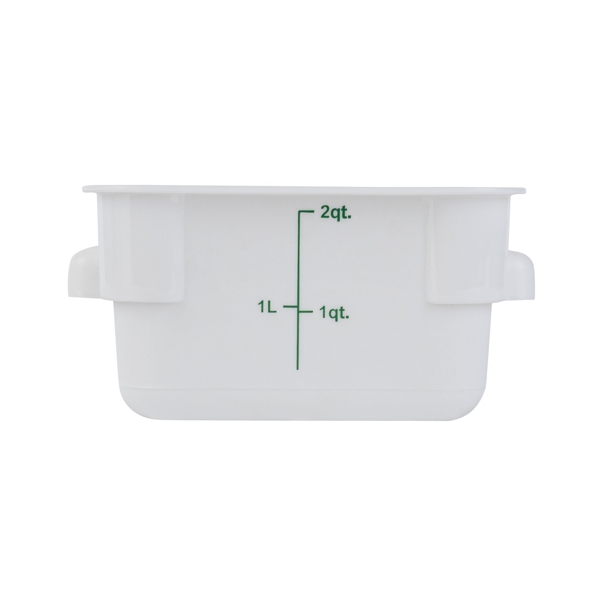 Met Lux 2 qt Square White Plastic Food Storage Container - with Green Volume Markers - 7" x 7" x 4" - 1 count box