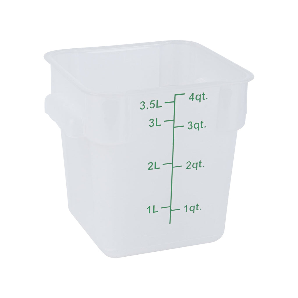 Met Lux 4 qt Square Translucent Plastic Food Storage Container - with Green Volume Markers - 7" x 7" x 7 1/2" - 1 count box