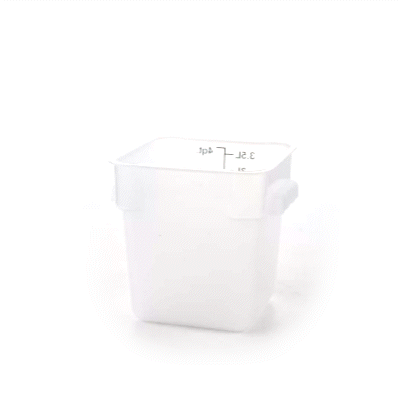 Met Lux 4 qt Square Translucent Plastic Food Storage Container - with Green Volume Markers - 7" x 7" x 7 1/2" - 1 count box