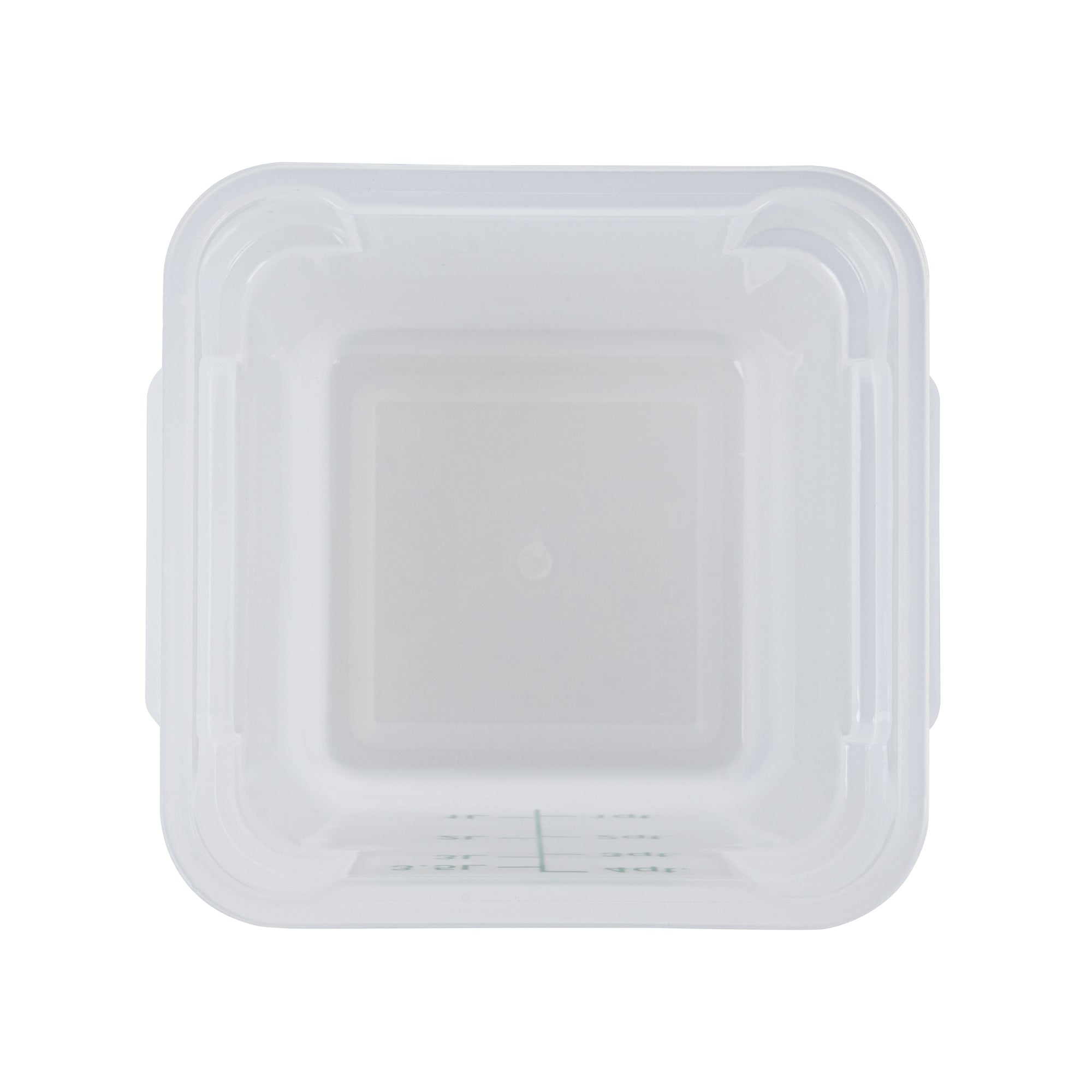 Met Lux 4 qt Square Translucent Plastic Food Storage Container - with Green Volume Markers - 7" x 7" x 7 1/2" - 1 count box