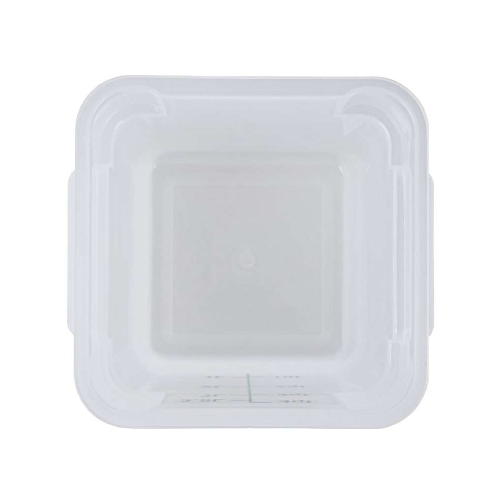 Met Lux 4 qt Square Translucent Plastic Food Storage Container - with Green Volume Markers - 7" x 7" x 7 1/2" - 10 count box