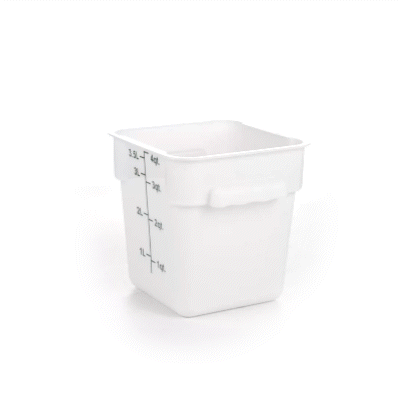 Met Lux 4 qt Square White Plastic Food Storage Container - with Green Volume Markers - 7" x 7" x 7 1/2" - 1 count box