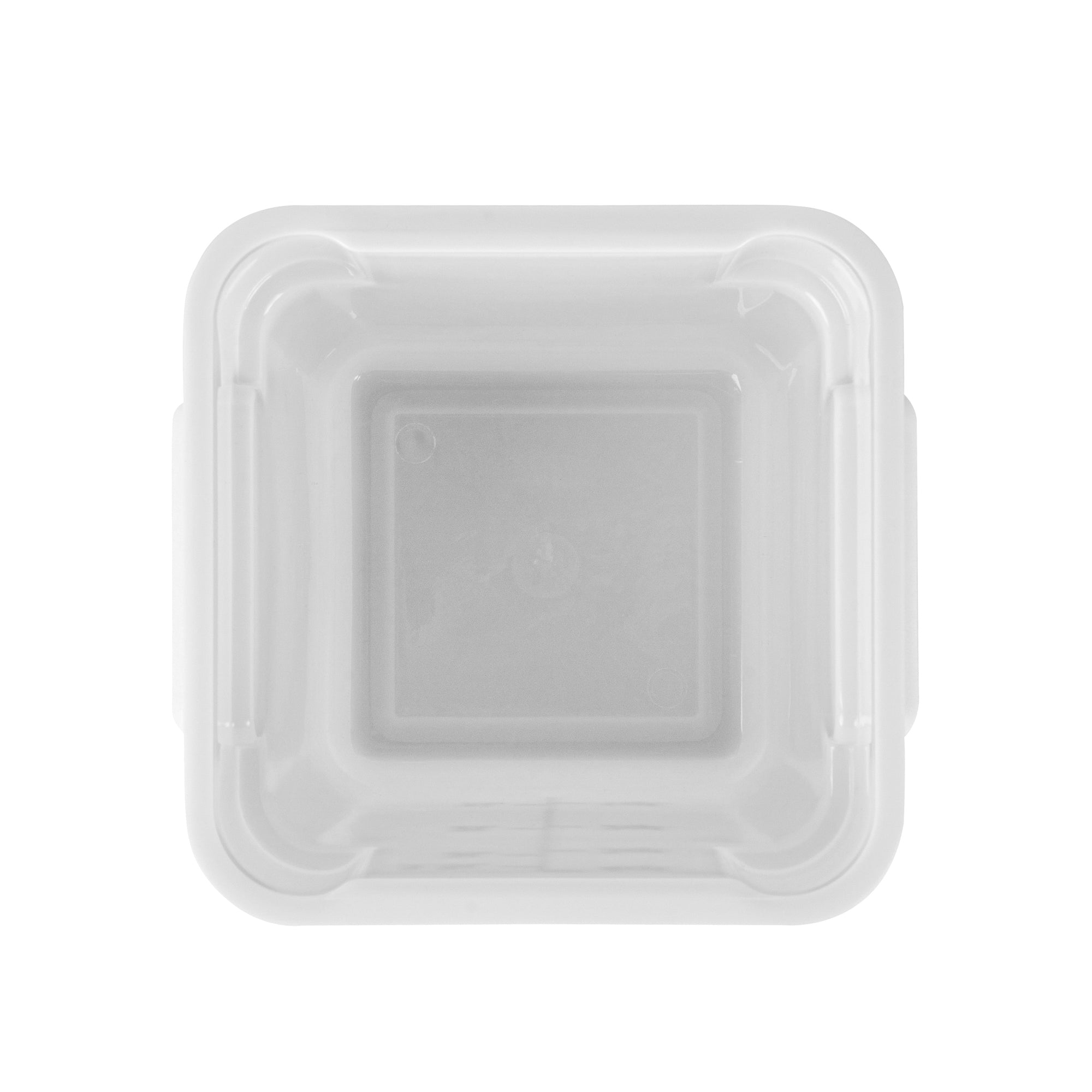 Met Lux 4 qt Square White Plastic Food Storage Container - with Green Volume Markers - 7" x 7" x 7 1/2" - 1 count box