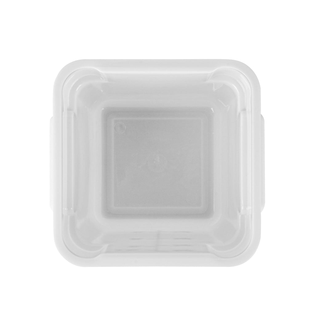 Met Lux 4 qt Square White Plastic Food Storage Container - with Green Volume Markers - 7" x 7" x 7 1/2" - 10 count box