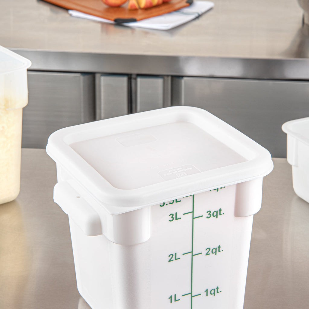 Met Lux Square White Plastic Food Storage Container Lid - Fits 2 and 4 qt - 1 count box