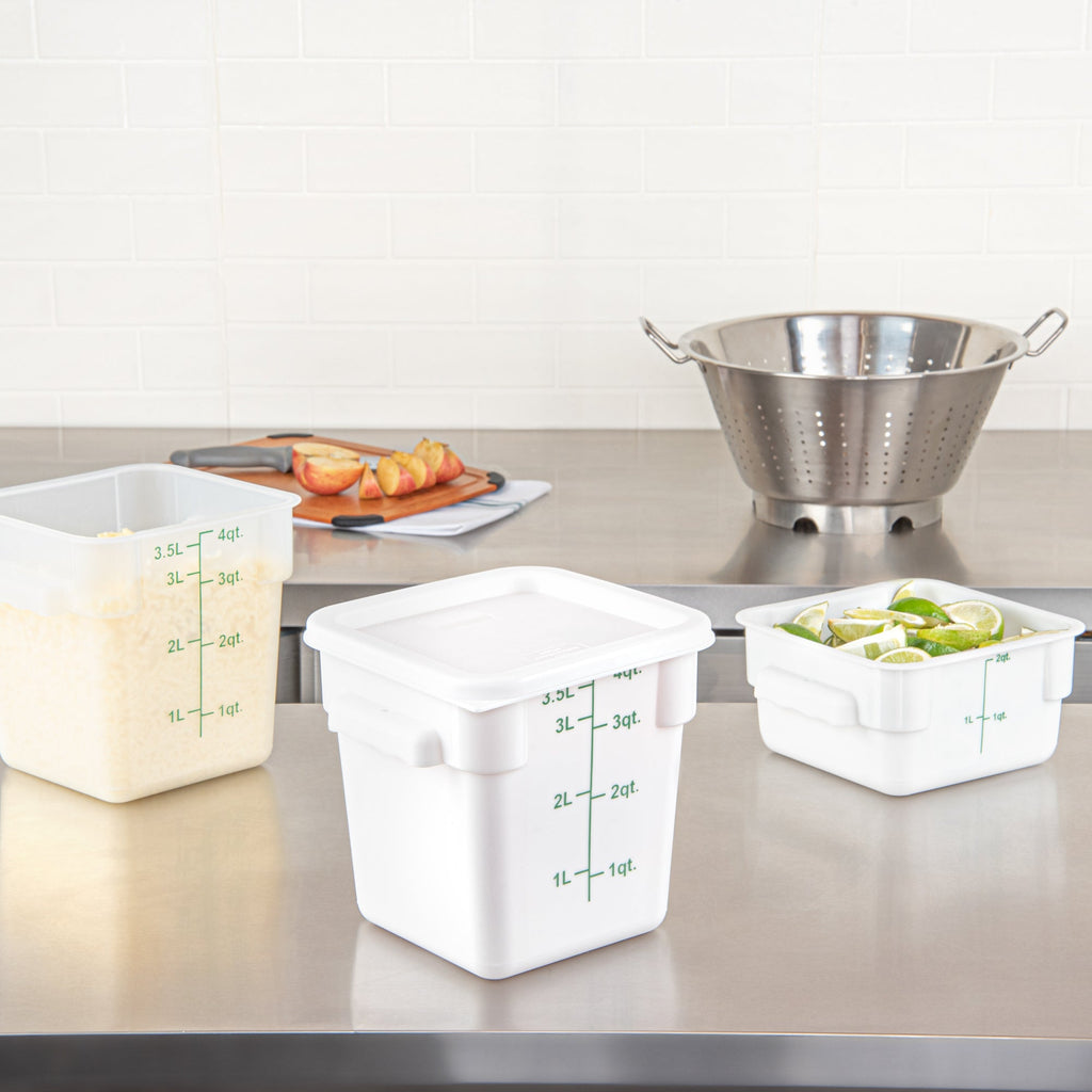 Met Lux Square White Plastic Food Storage Container Lid - Fits 2 and 4 qt - 10 count box