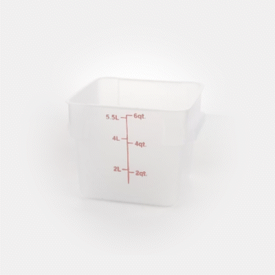 Met Lux 6 qt Square Translucent Plastic Food Storage Container - with Red Volume Markers - 9" x 9" x 7 1/2" - 1 count box