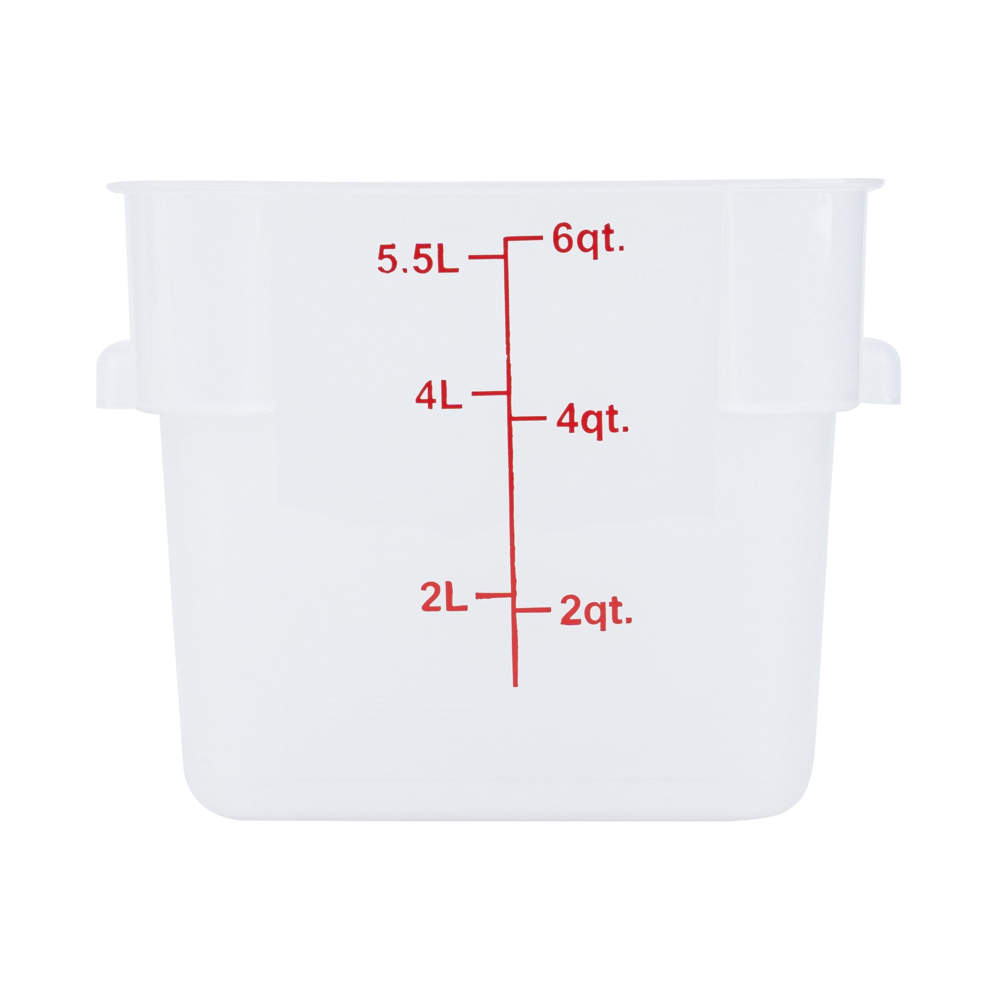 Met Lux 6 qt Square Translucent Plastic Food Storage Container - with Red Volume Markers - 9" x 9" x 7 1/2" - 1 count box