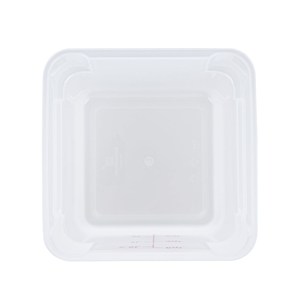 Met Lux 6 qt Square Translucent Plastic Food Storage Container - with Red Volume Markers - 9" x 9" x 7 1/2" - 1 count box