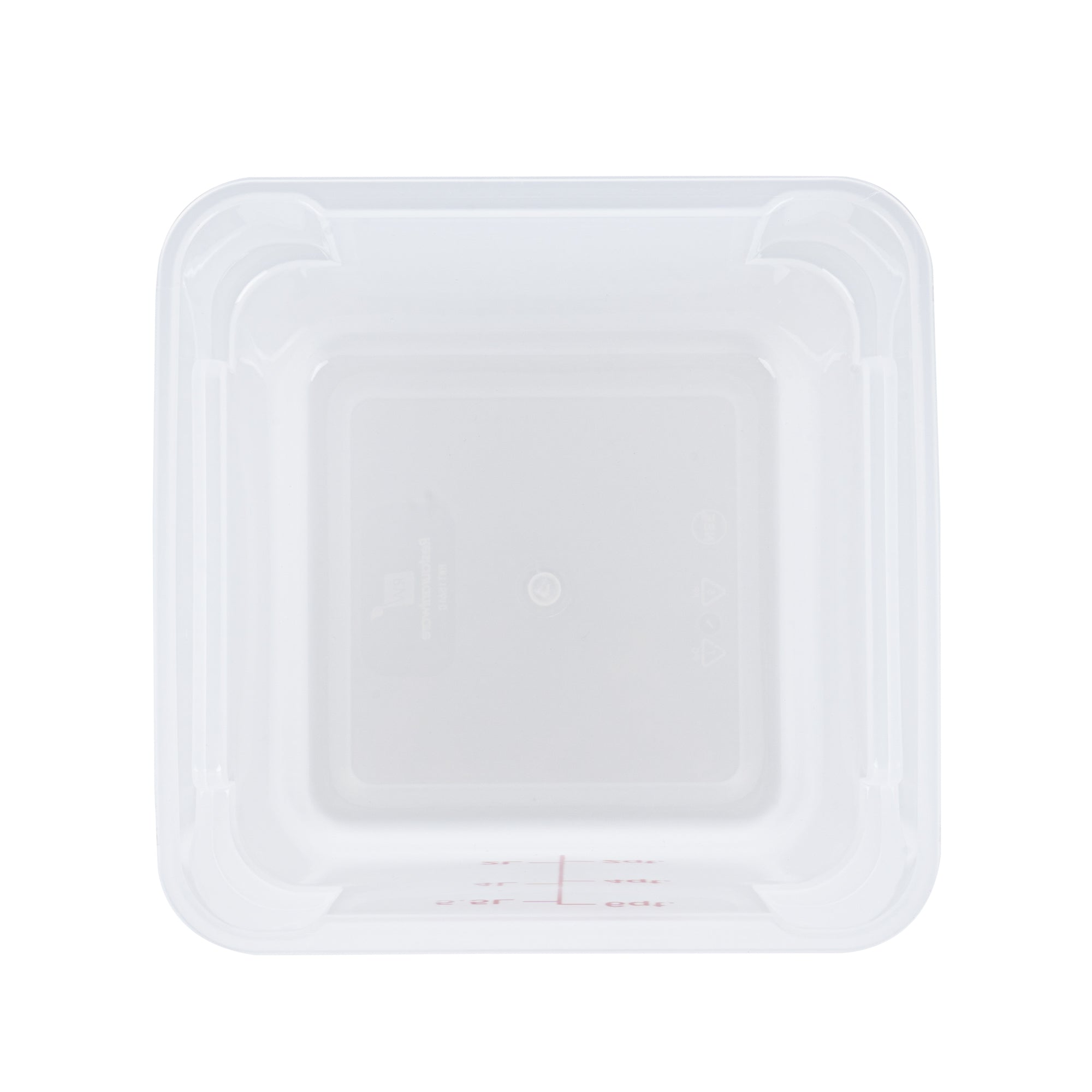 Met Lux 6 qt Square Translucent Plastic Food Storage Container - with Red Volume Markers - 9" x 9" x 7 1/2" - 1 count box