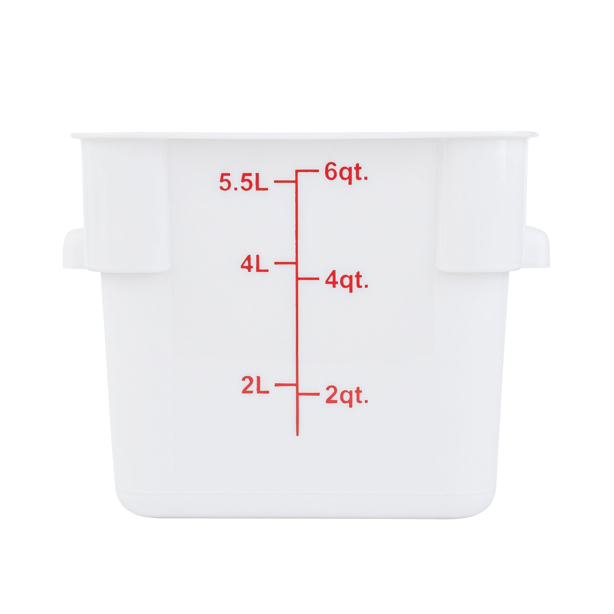 Met Lux 6 qt Square White Plastic Food Storage Container - with Red Volume Markers - 9" x 9" x 7 1/2" - 1 count box