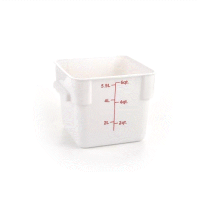 Met Lux 6 qt Square White Plastic Food Storage Container - with Red Volume Markers - 9" x 9" x 7 1/2" - 10 count box