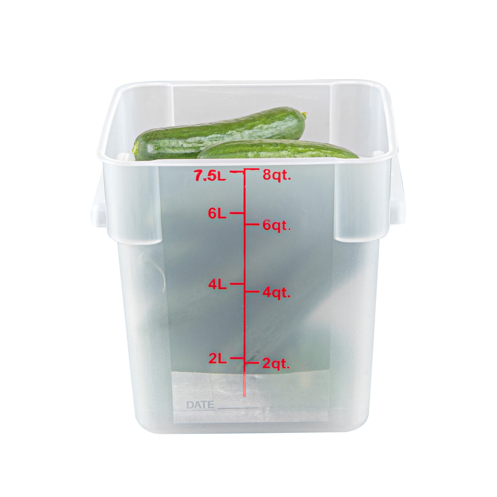 Met Lux 8 qt Square Translucent Plastic Food Storage Container - with Red Volume Markers - 8 3/4" x 8 3/4" x 8 1/2" - 1 count box