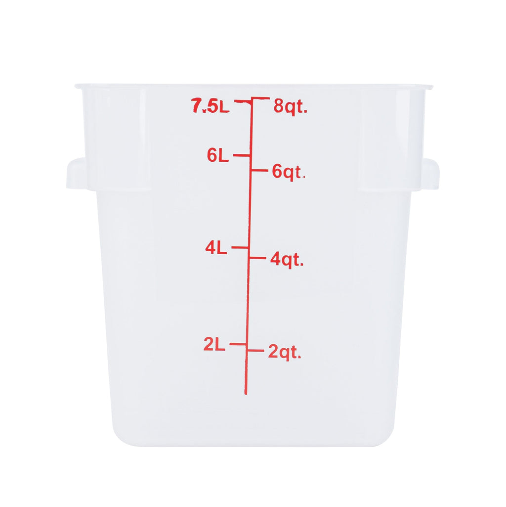 Met Lux 8 qt Square Translucent Plastic Food Storage Container - with Red Volume Markers - 8 3/4" x 8 3/4" x 8 1/2" - 1 count box