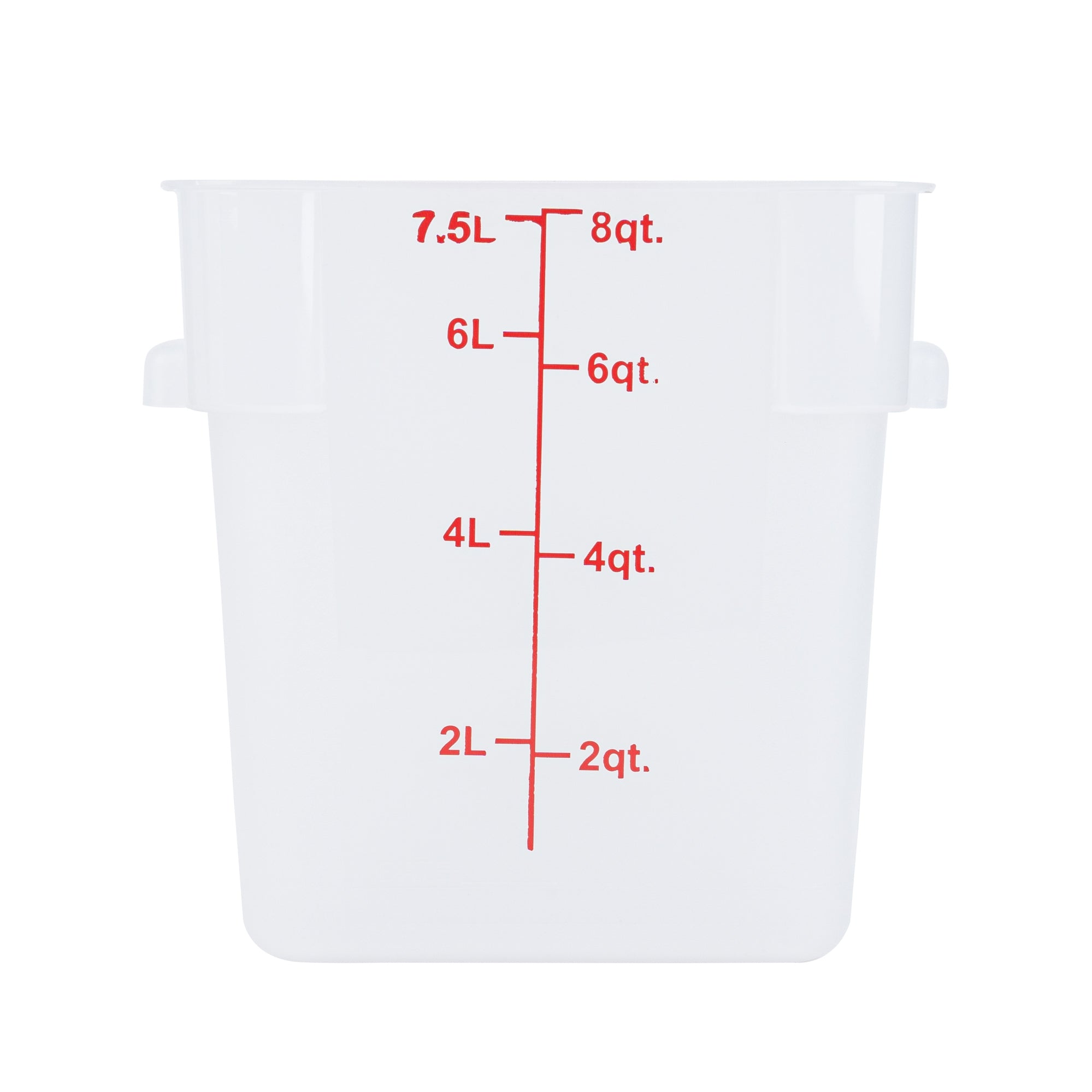 Met Lux 8 qt Square Translucent Plastic Food Storage Container - with Red Volume Markers - 8 3/4" x 8 3/4" x 8 1/2" - 1 count box