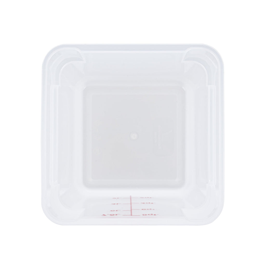 Met Lux 8 qt Square Translucent Plastic Food Storage Container - with Red Volume Markers - 8 3/4" x 8 3/4" x 8 1/2" - 10 count box