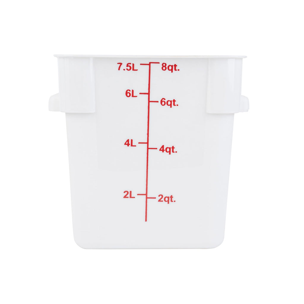 Met Lux 8 qt Square White Plastic Food Storage Container - with Red Volume Markers - 8 3/4" x 8 3/4" x 8 1/2" - 1 count box