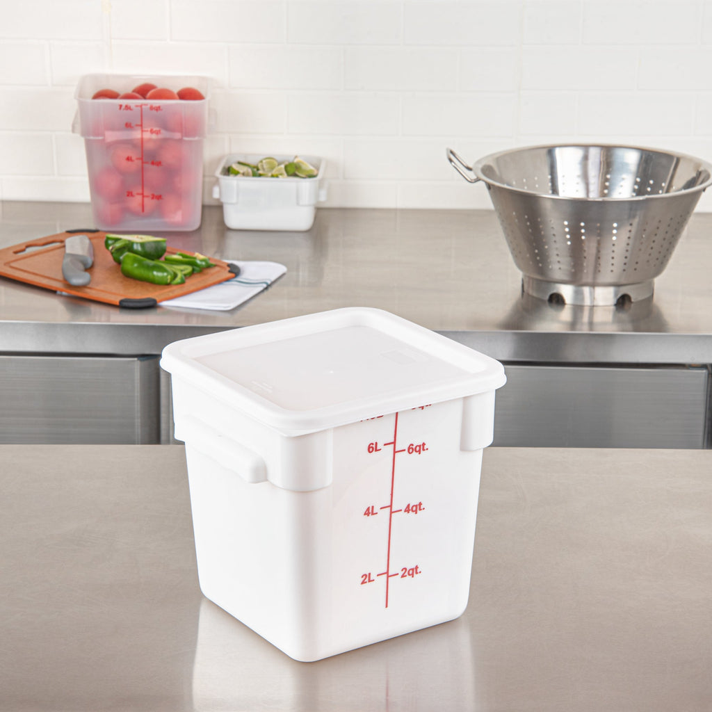 Met Lux Square White Plastic Food Storage Container Lid - Fits 6 and 8 qt - 1 count box