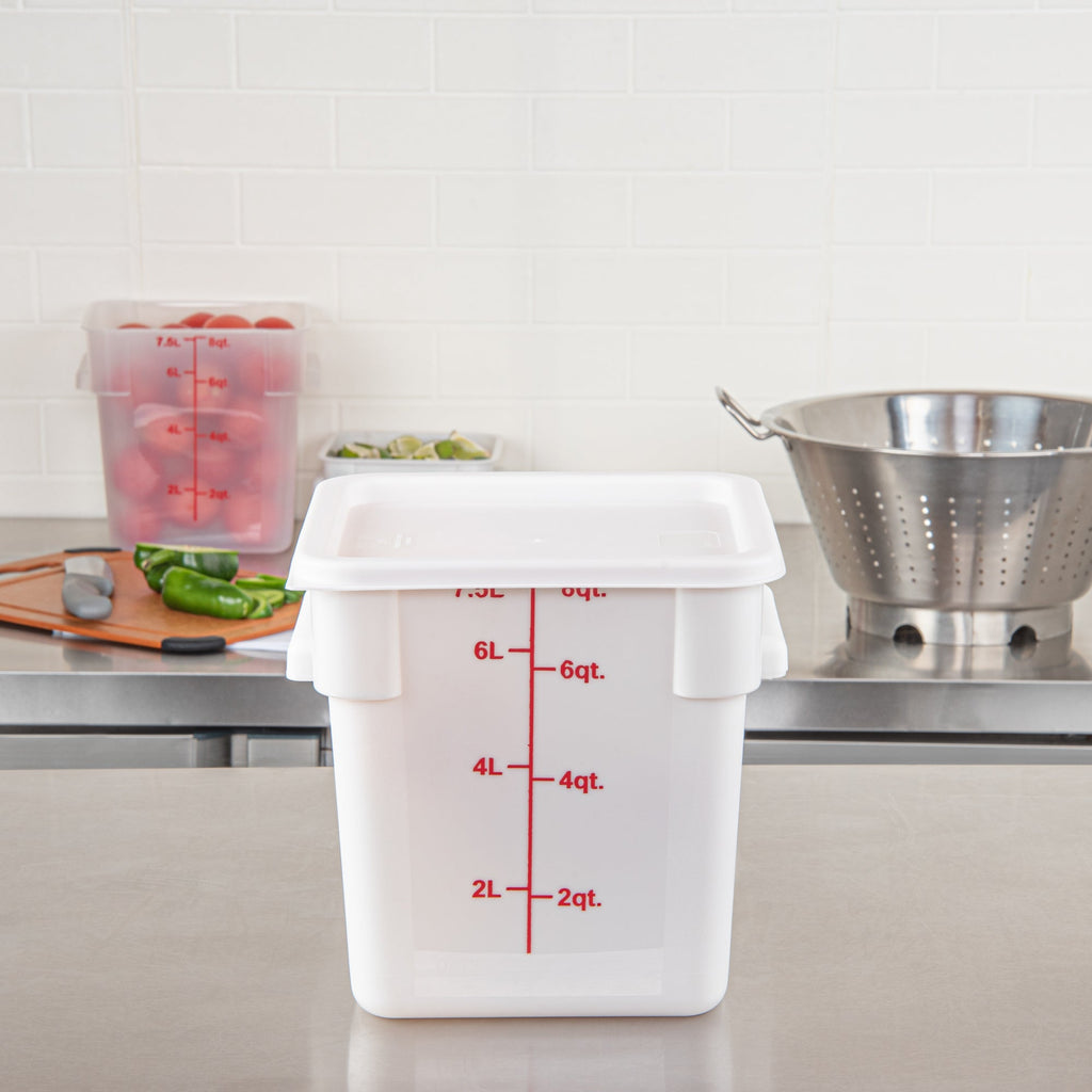 Met Lux Square White Plastic Food Storage Container Lid - Fits 6 and 8 qt - 10 count box