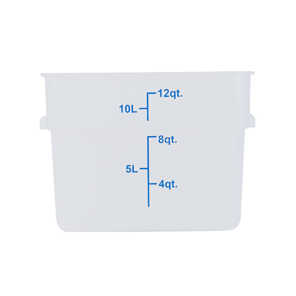 Met Lux 12 qt Square Translucent Plastic Food Storage Container - with Blue Volume Markers - 11" x 11" x 8" - 1 count box