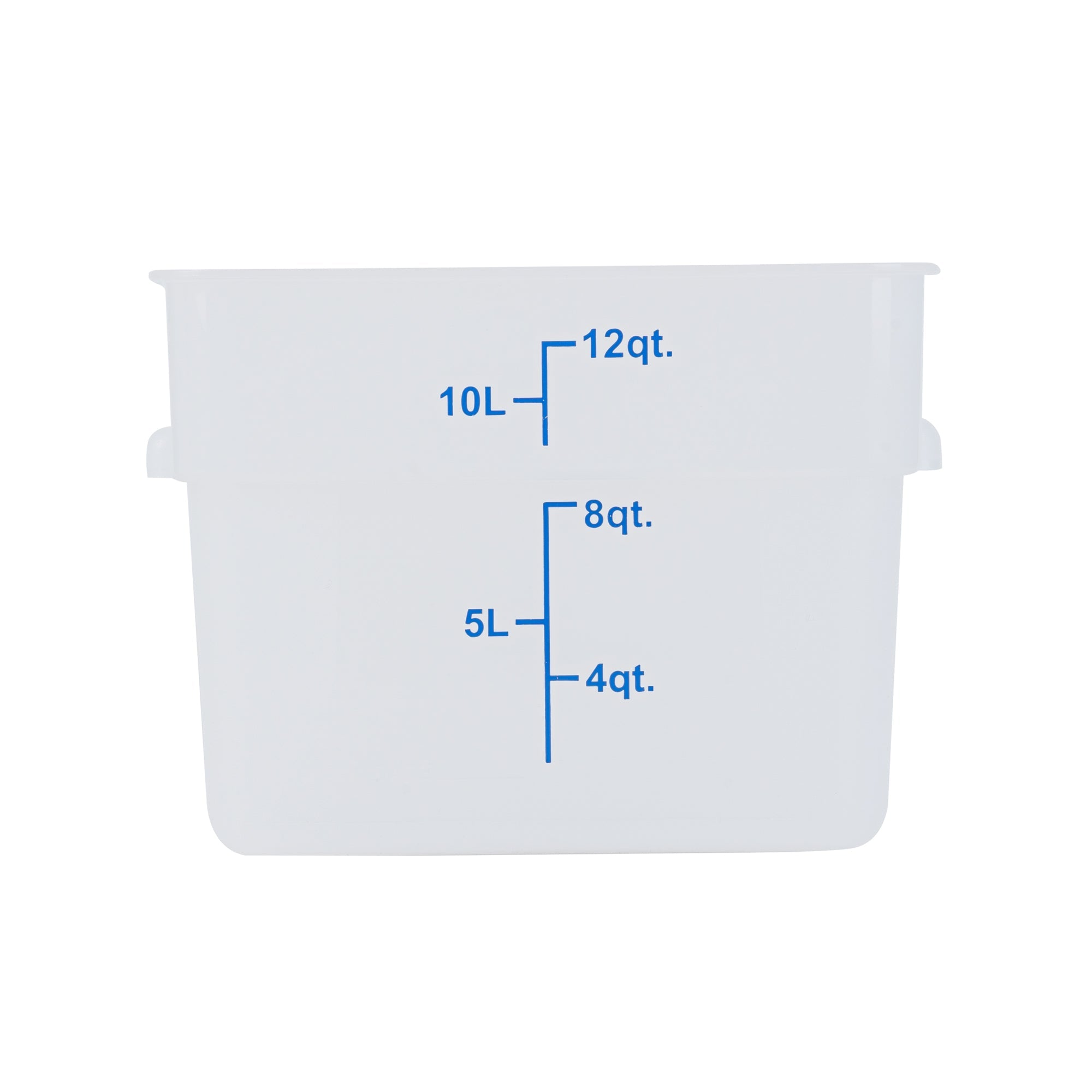 Met Lux 12 qt Square Translucent Plastic Food Storage Container - with Blue Volume Markers - 11" x 11" x 8" - 1 count box