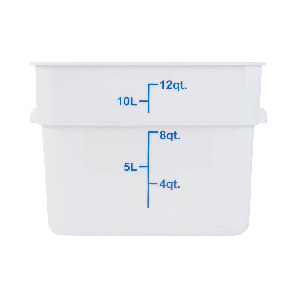 Met Lux 12 qt Square White Plastic Food Storage Container - with Blue Volume Markers - 11" x 11" x 8" - 10 count box