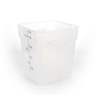 Met Lux 18 qt Square Translucent Plastic Food Storage Container - with Blue Volume Markers - 11" x 11" x 12 1/2" - 1 count box
