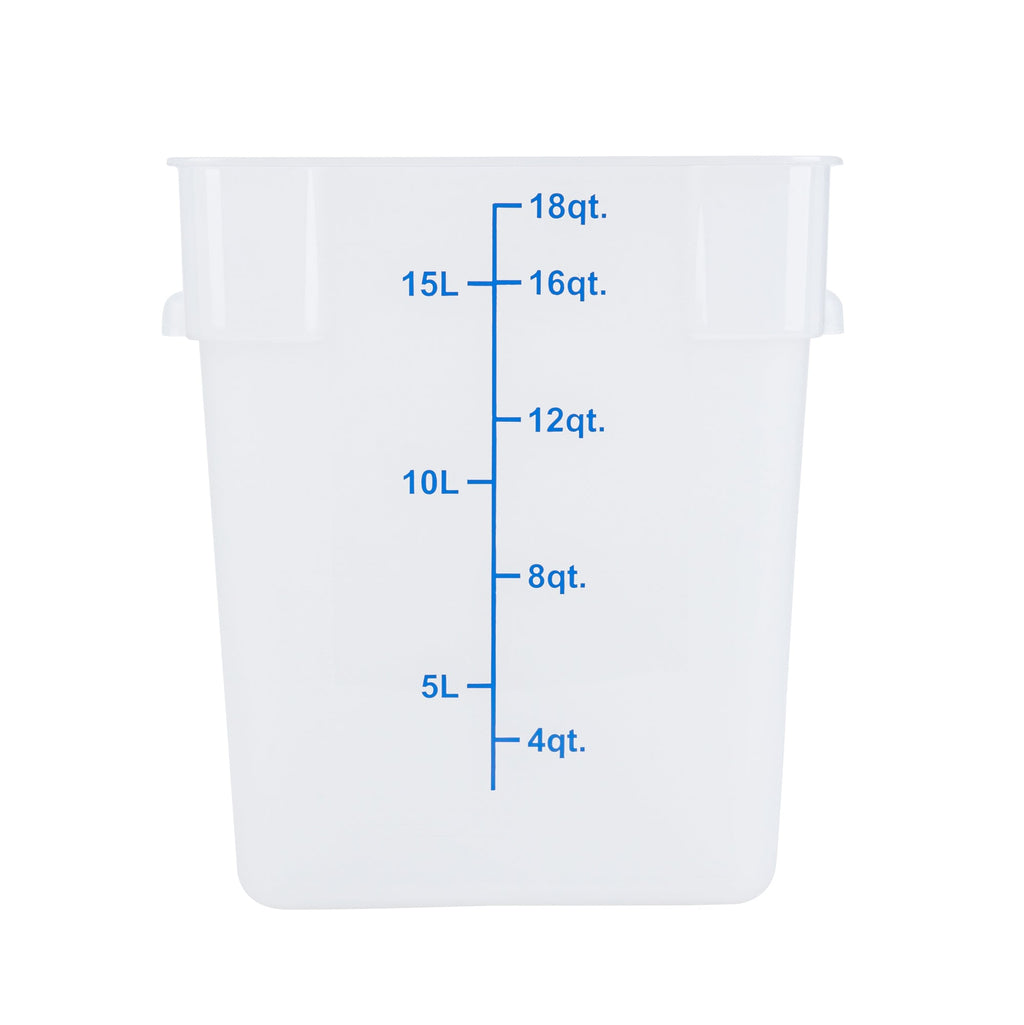 Met Lux 18 qt Square Translucent Plastic Food Storage Container - with Blue Volume Markers - 11" x 11" x 12 1/2" - 1 count box