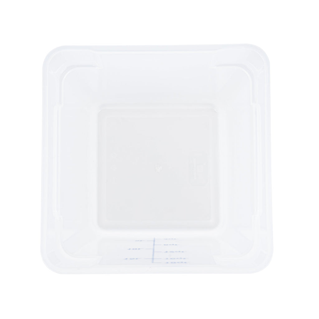 Met Lux 18 qt Square Translucent Plastic Food Storage Container - with Blue Volume Markers - 11" x 11" x 12 1/2" - 1 count box