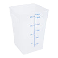 Met Lux 22 qt Square Translucent Plastic Food Storage Container - with Blue Volume Markers - 11" x 11" x 15 1/2" - 1 count box