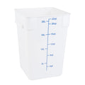 Met Lux 22 qt Square White Plastic Food Storage Container - with Blue Volume Markers - 11" x 11" x 15 1/2" - 1 count box