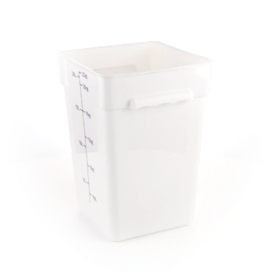 Met Lux 22 qt Square White Plastic Food Storage Container - with Blue Volume Markers - 11" x 11" x 15 1/2" - 10 count box