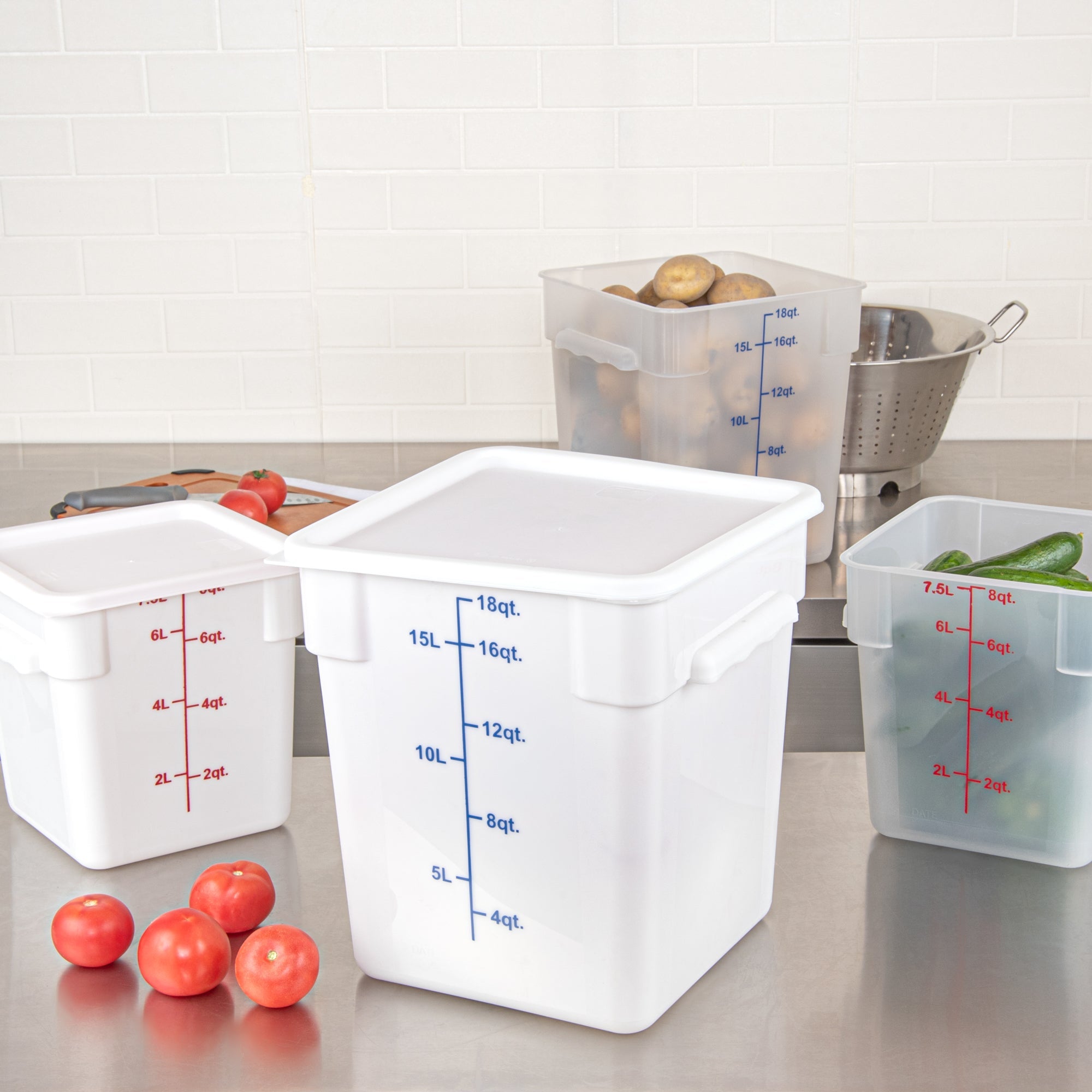 Met Lux Square White Plastic Food Storage Container Lid - Fits 12, 18 and 22 qt - 1 count box