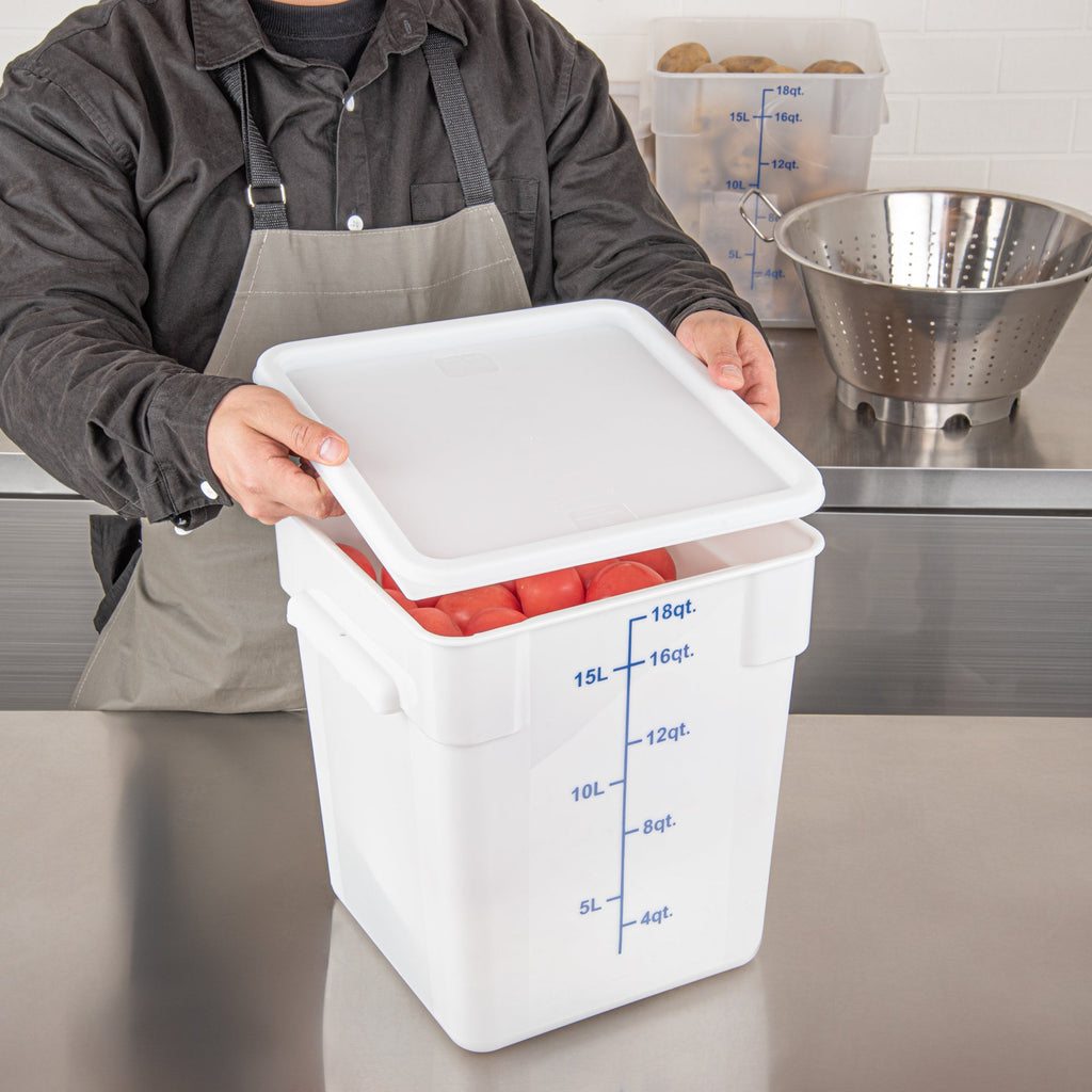 Met Lux Square White Plastic Food Storage Container Lid - Fits 12, 18 and 22 qt - 10 count box