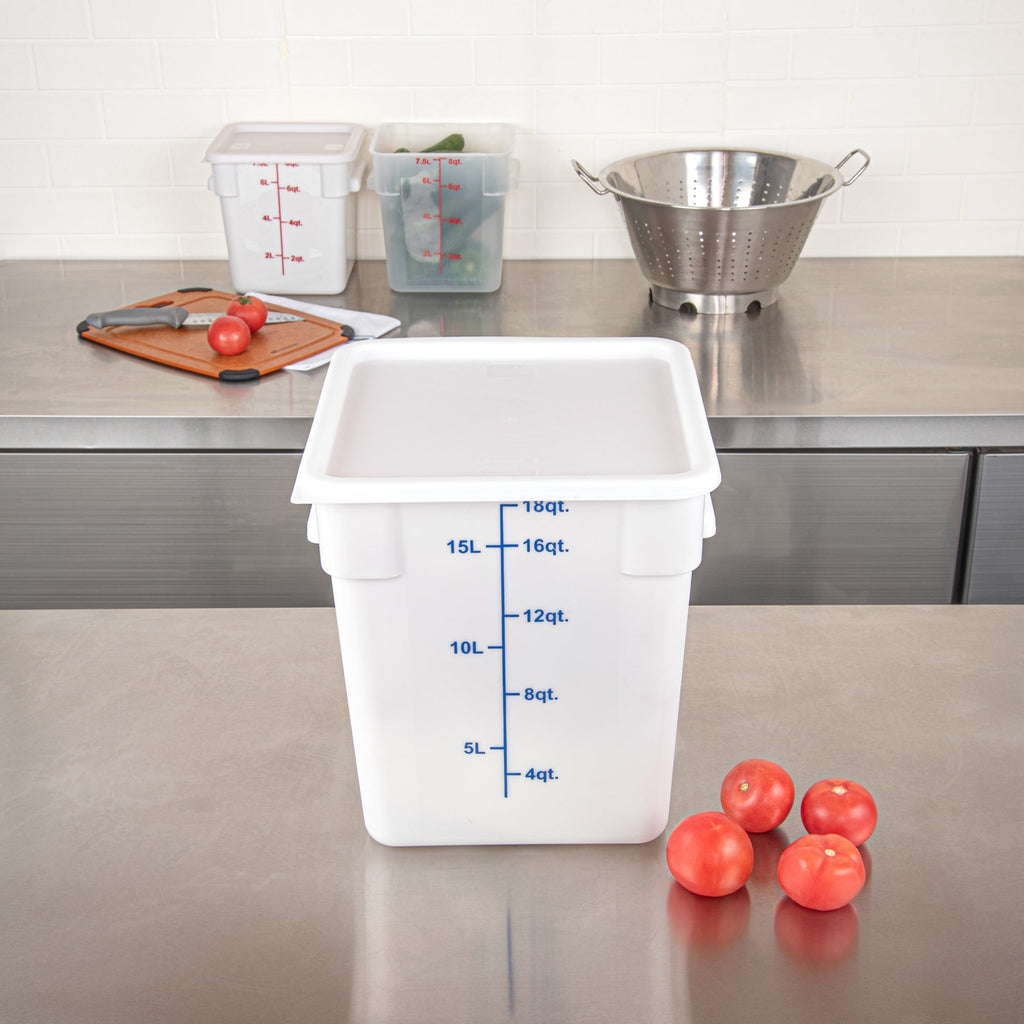 Met Lux Square White Plastic Food Storage Container Lid - Fits 12, 18 and 22 qt - 10 count box