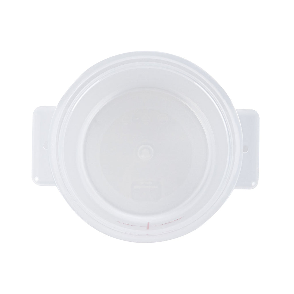 Met Lux 1 qt Round Translucent Plastic Food Storage Container - with Red Volume Markers - 5" x 5" x 5" - 10 count box