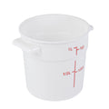 Met Lux 1 qt Round White Plastic Food Storage Container - with Red Volume Markers - 5" x 5" x 5" - 10 count box
