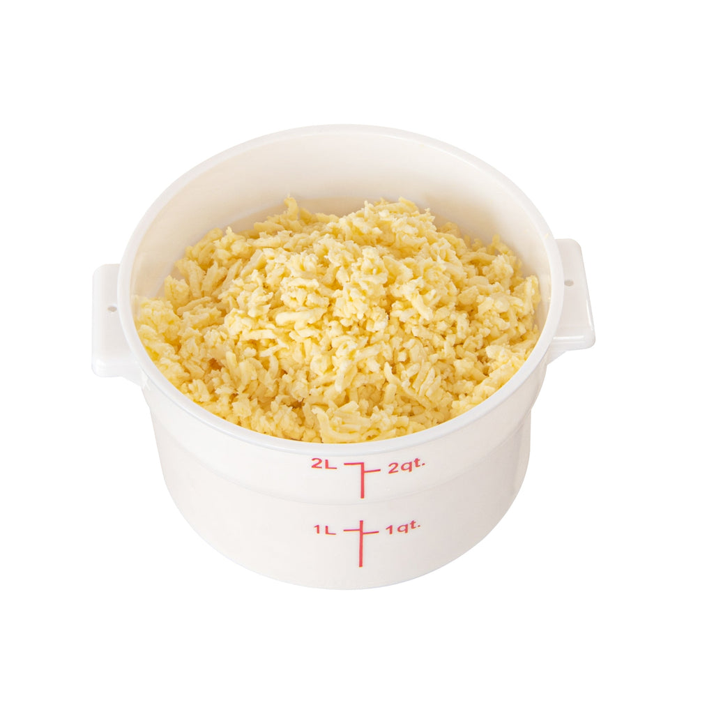 Met Lux 2 qt Round White Plastic Food Storage Container - with Red Volume Markers - 7 1/4" x 7 1/4" x 4 1/4" - 1 count box