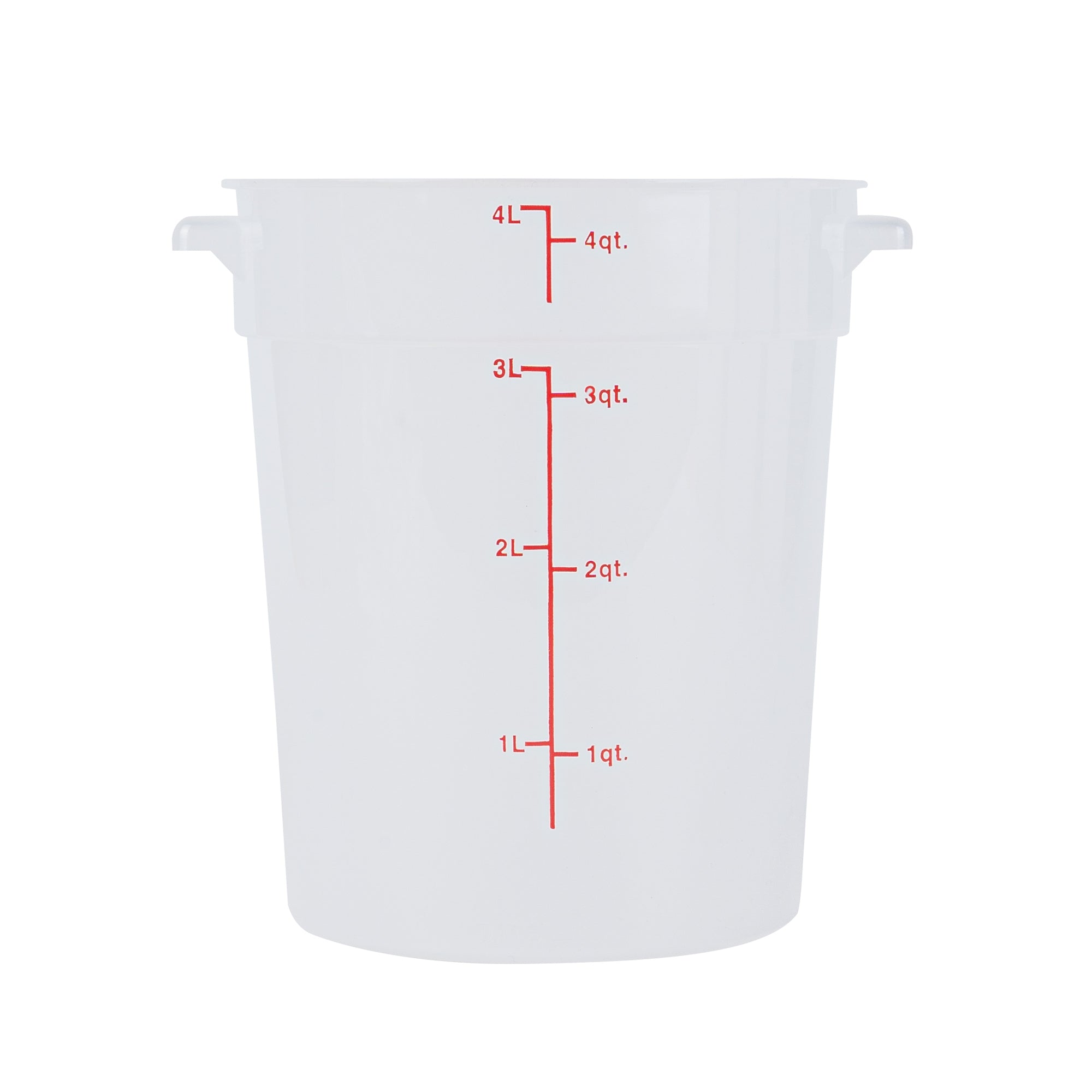 Met Lux 4 qt Round Translucent Plastic Food Storage Container - with Red Volume Markers - 7 1/4" x 7 1/4" x 8 1/2" - 1 count box