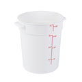 Met Lux 4 qt Round White Plastic Food Storage Container - with Red Volume Markers - 7 1/4" x 7 1/4" x 8 1/2" - 1 count box