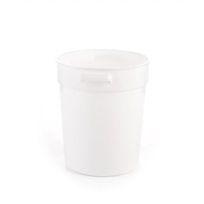 Met Lux 4 qt Round White Plastic Food Storage Container - with Red Volume Markers - 7 1/4" x 7 1/4" x 8 1/2" - 1 count box