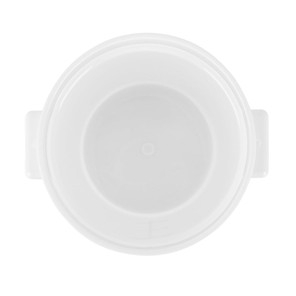 Met Lux 4 qt Round White Plastic Food Storage Container - with Red Volume Markers - 7 1/4" x 7 1/4" x 8 1/2" - 1 count box