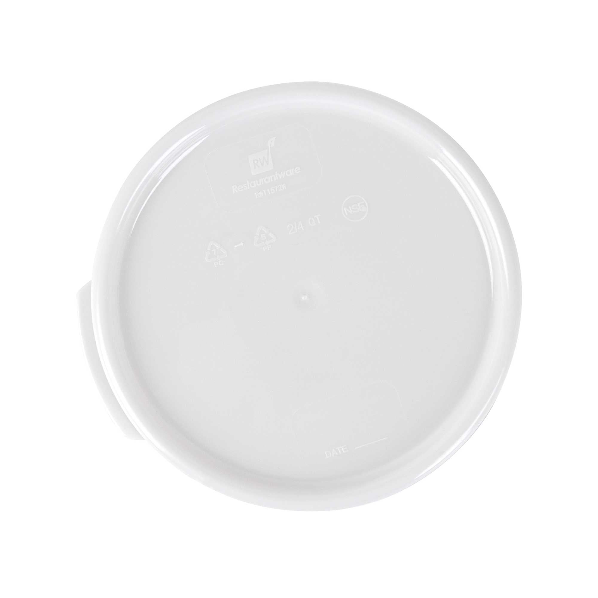 Met Lux Round White Plastic Food Storage Container Lid - Fits 2 and 4 qt - 1 count box