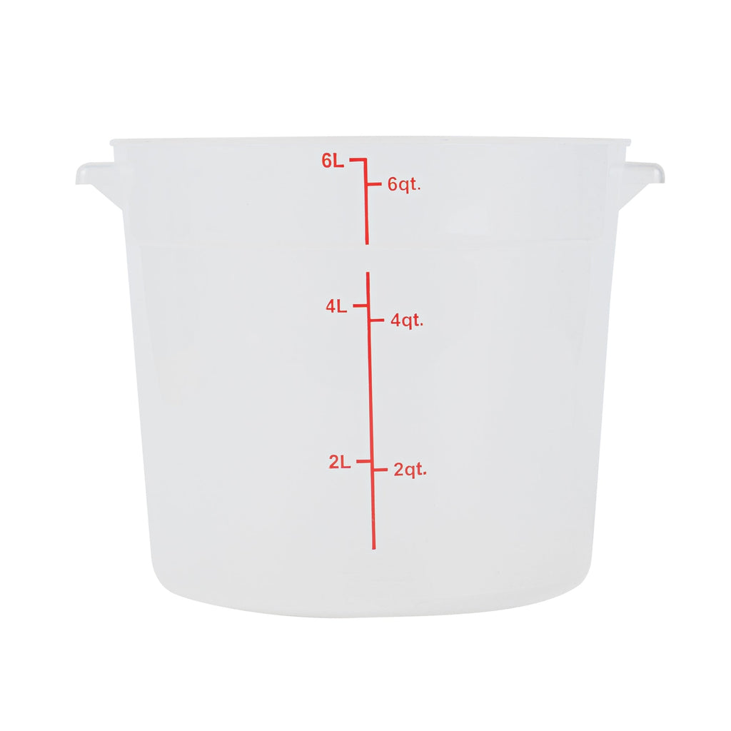 Met Lux 6 qt Round Translucent Plastic Food Storage Container - with Red Volume Markers - 8 3/4" x 8 3/4" x 7 3/4" - 1 count box