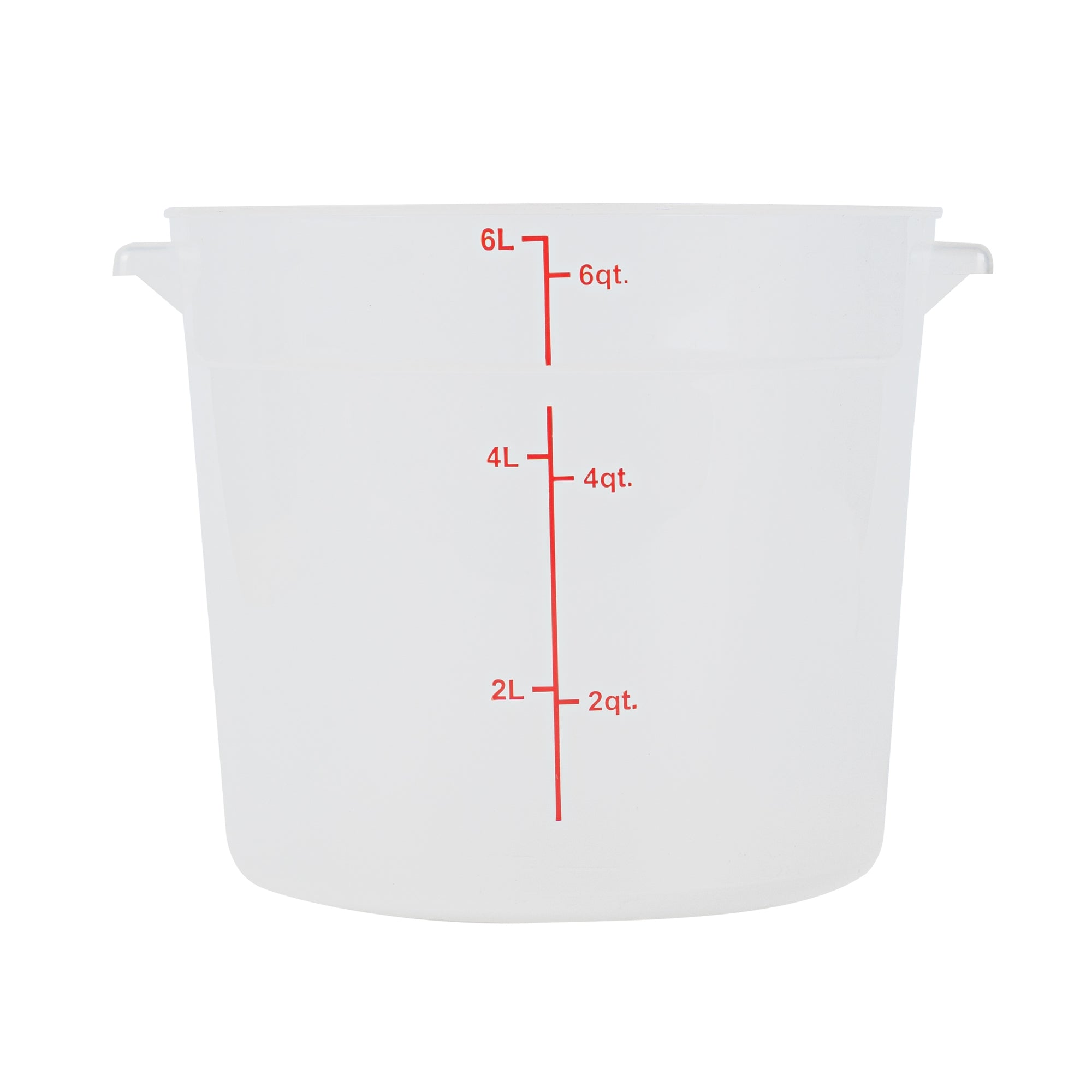 Met Lux 6 qt Round Translucent Plastic Food Storage Container - with Red Volume Markers - 8 3/4" x 8 3/4" x 7 3/4" - 10 count box