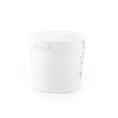 Met Lux 6 qt Round White Plastic Food Storage Container - with Red Volume Markers - 8 3/4" x 8 3/4" x 7 3/4" - 1 count box