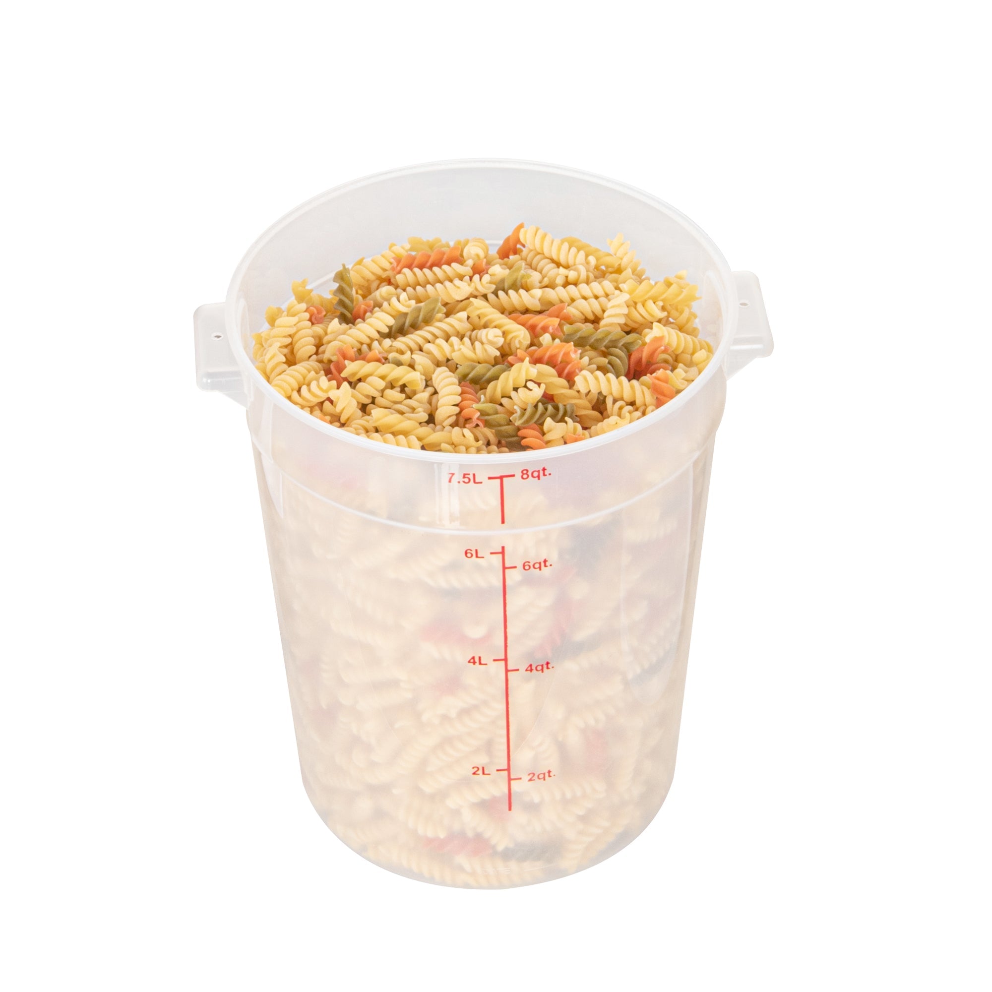 Met Lux 8 qt Round Translucent Plastic Food Storage Container - with Red Volume Markers - 8 3/4" x 8 3/4" x 10 3/4" - 10 count box