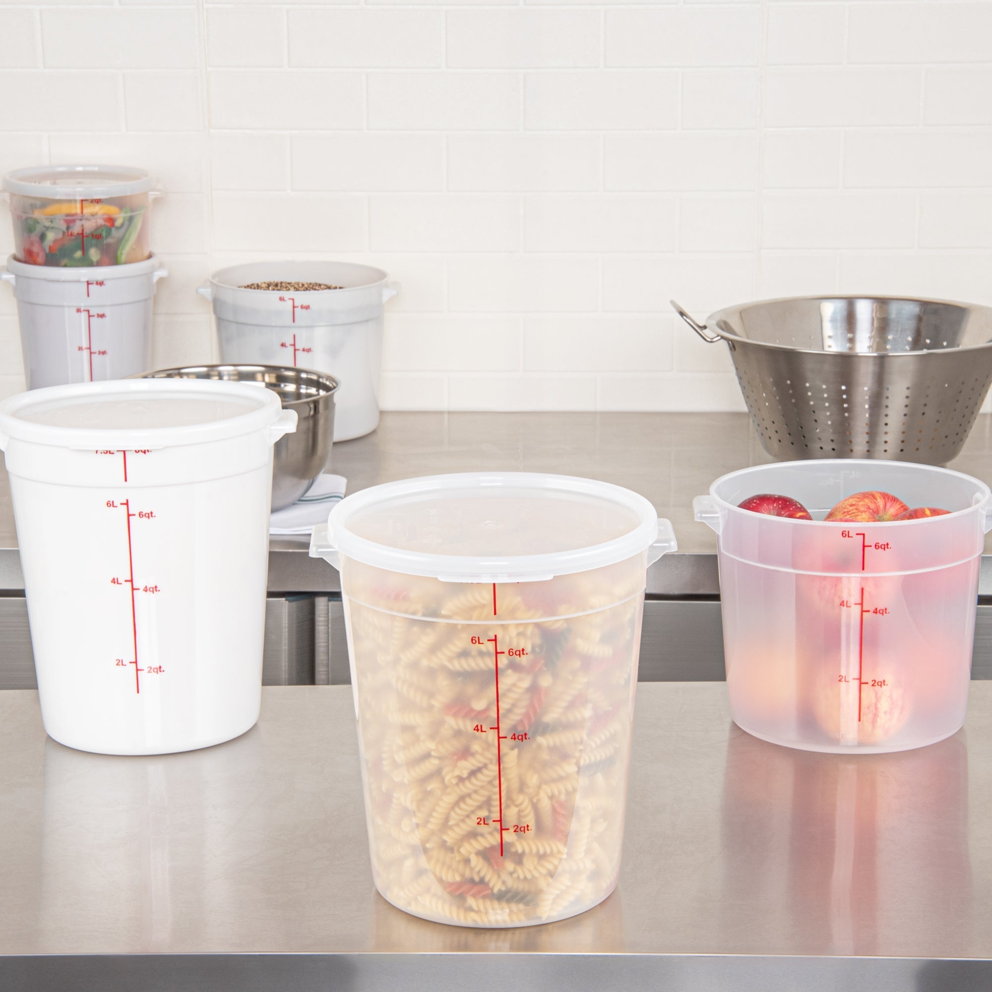 Met Lux Round Translucent Plastic Food Storage Container Lid - Fits 6 and 8 qt - 10 count box