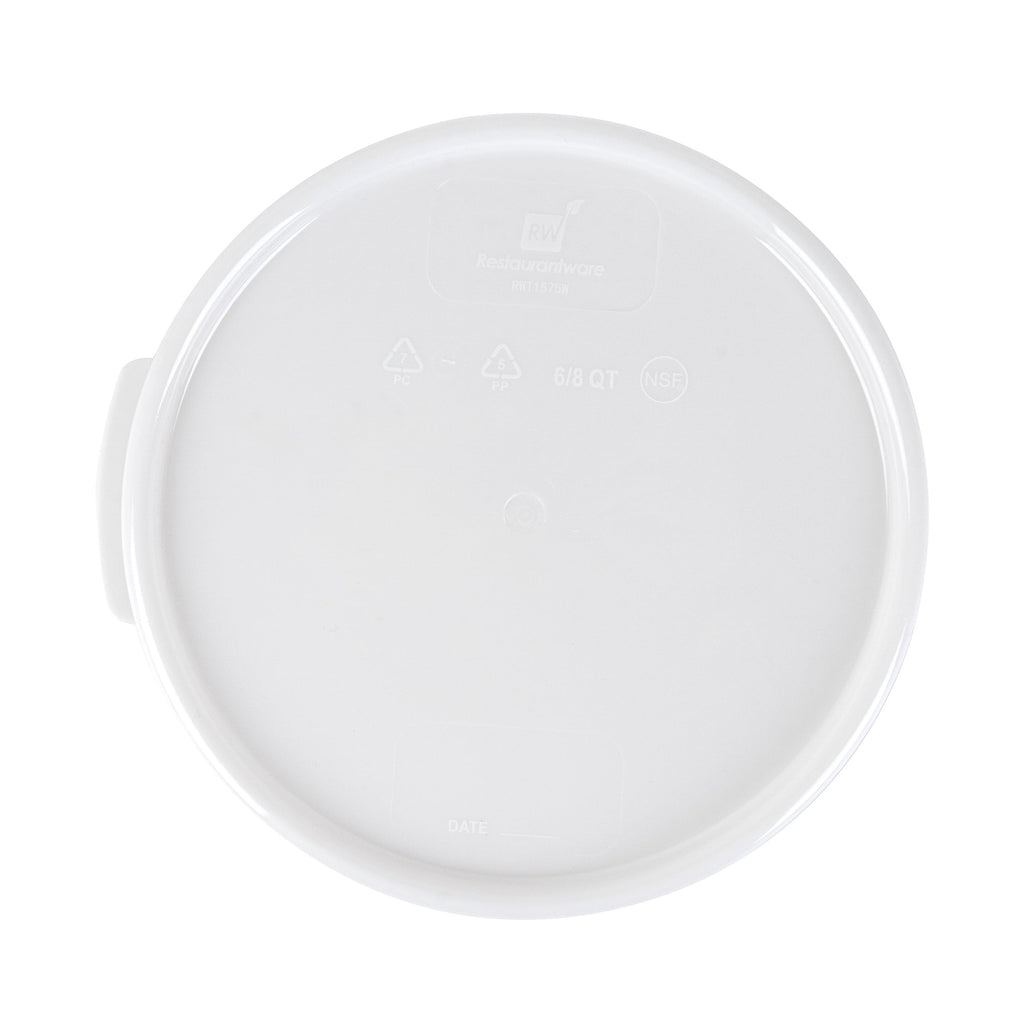 Met Lux Round White Plastic Food Storage Container Lid - Fits 6 and 8 qt - 1 count box