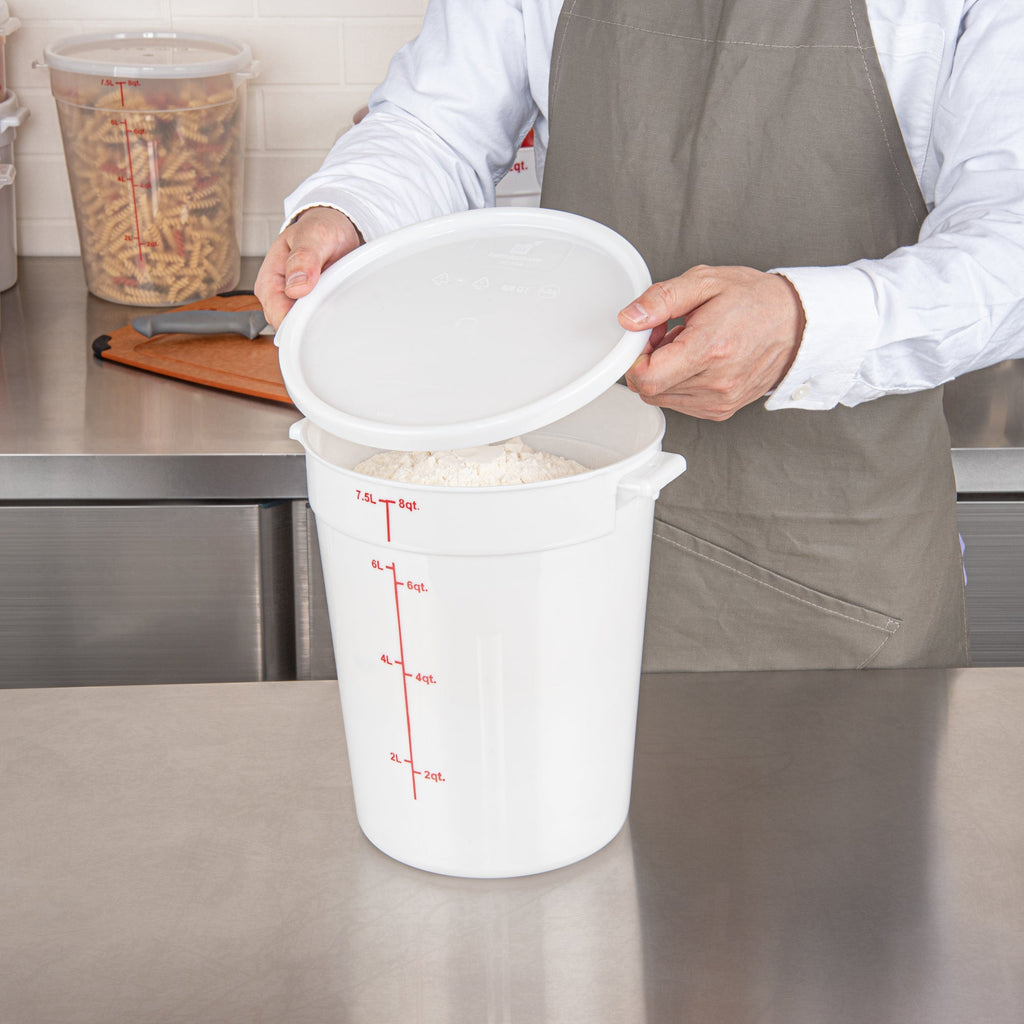 Met Lux Round White Plastic Food Storage Container Lid - Fits 6 and 8 qt - 1 count box